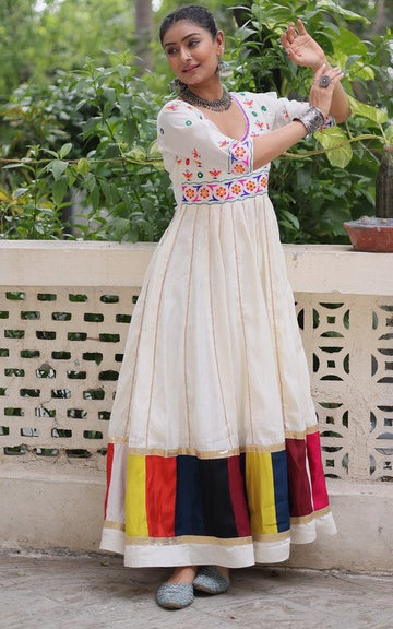 Striking White Color Rayon Fabric Gown