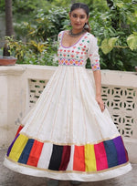Striking White Color Rayon Fabric Gown