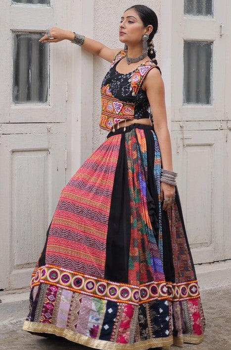 Magnetic Multi Color Georgette Fabric Designer Lehenga