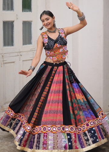 Magnetic Multi Color Georgette Fabric Designer Lehenga