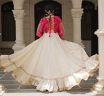Magnetic Cream Color Cotton Fabric Party Wear Lehenga
