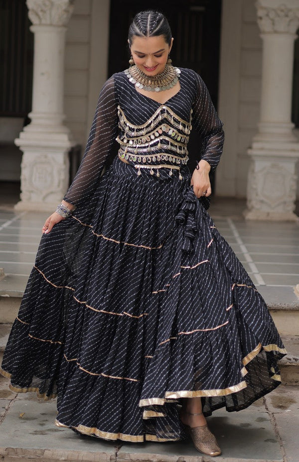 Lovely Black Color Georgette Fabric Party Wear Lehenga