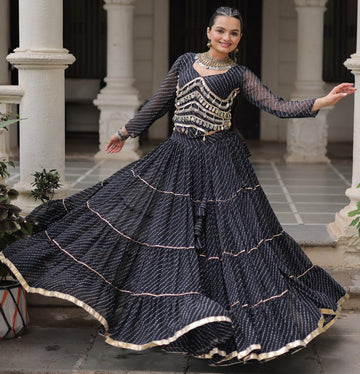 Lovely Black Color Georgette Fabric Party Wear Lehenga