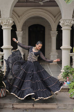 Lovely Black Color Georgette Fabric Party Wear Lehenga
