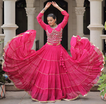 Lovely Pink  Color Georgette Fabric Party Wear Lehenga