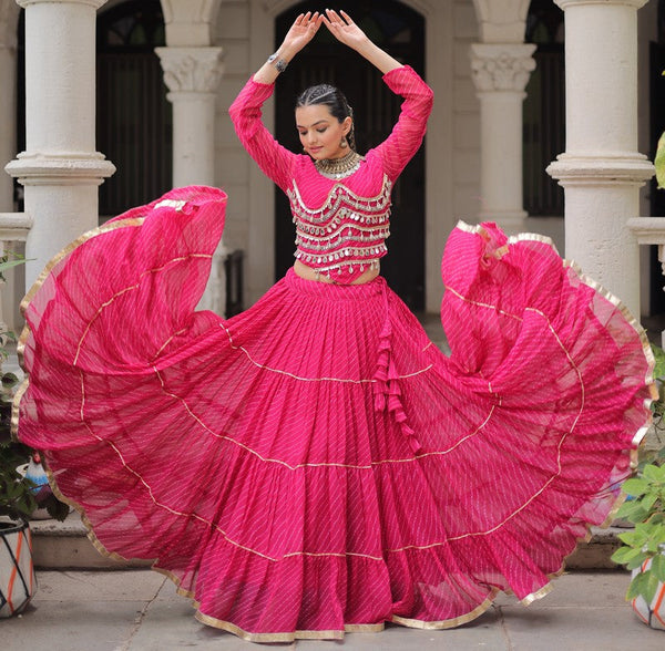 Lovely Pink  Color Georgette Fabric Party Wear Lehenga