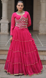 Lovely Pink  Color Georgette Fabric Party Wear Lehenga