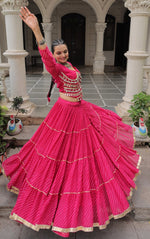 Lovely Pink  Color Georgette Fabric Party Wear Lehenga