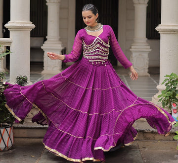 Lovely Purple Color Georgette Fabric Party Wear Lehenga