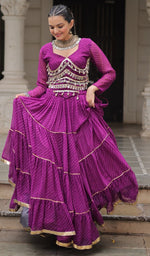 Lovely Purple Color Georgette Fabric Party Wear Lehenga
