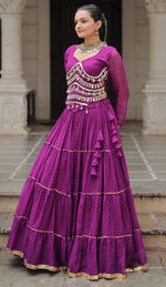 Lovely Purple Color Georgette Fabric Party Wear Lehenga