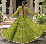 Lovely Green Color Georgette Fabric Party Wear Lehenga