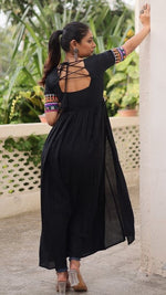 Striking Black Color Rayon Fabric Designer Kurti