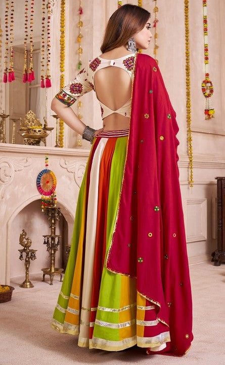 Beautiful Multi Color Viscose Fabric Party Wear Lehenga