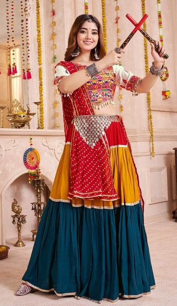Beautiful Multi Color Viscose Fabric Party Wear Lehenga