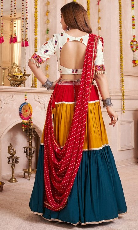 Beautiful Multi Color Viscose Fabric Party Wear Lehenga