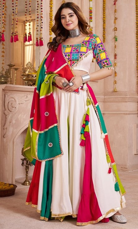 Lovely Multi Color Viscose Fabric Party Wear Lehenga