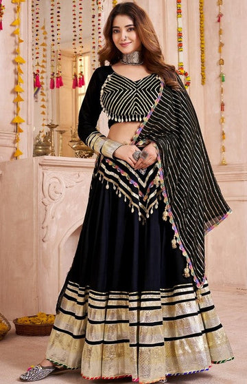Lovely Black Color Viscose Fabric Party Wear Lehenga