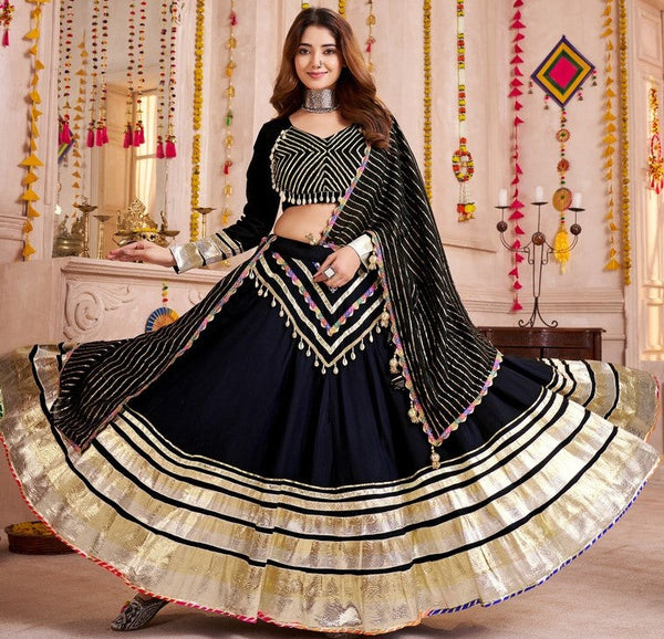 Lovely Black Color Viscose Fabric Party Wear Lehenga