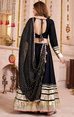 Lovely Black Color Viscose Fabric Party Wear Lehenga