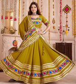 Lovely Green Color Viscose Fabric Party Wear Lehenga