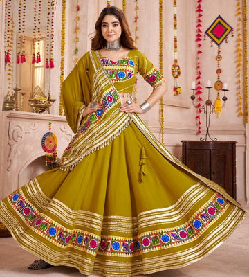 Lovely Green Color Viscose Fabric Party Wear Lehenga
