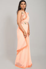 Beautiful Peach Color Georgette Fabric Designer Saree