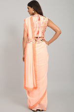 Beautiful Peach Color Georgette Fabric Designer Saree