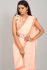 Beautiful Peach Color Georgette Fabric Designer Saree