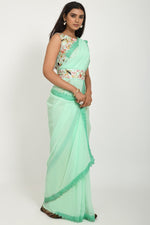 Beautiful Green Color Georgette Fabric Designer Saree