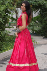 Lovely Pink Color Roman Fabric Party Wear Lehenga