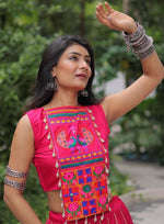 Lovely Pink Color Roman Fabric Party Wear Lehenga