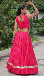 Lovely Pink Color Roman Fabric Party Wear Lehenga