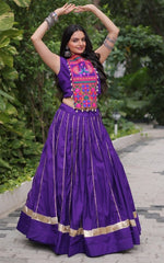 Lovely Purple Color Roman Fabric Party Wear Lehenga