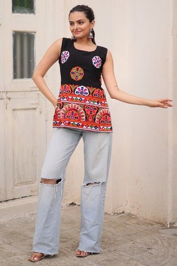Amazing Black Color Georgette Fabric Designer Kurti