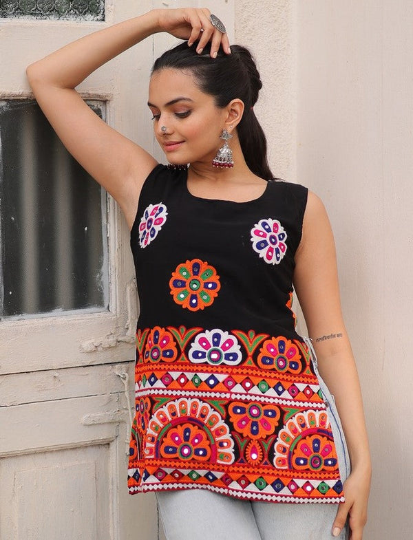 Amazing Black Color Georgette Fabric Designer Kurti