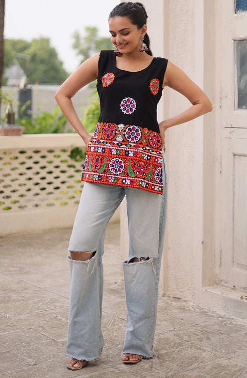 Amazing Black Color Georgette Fabric Designer Kurti