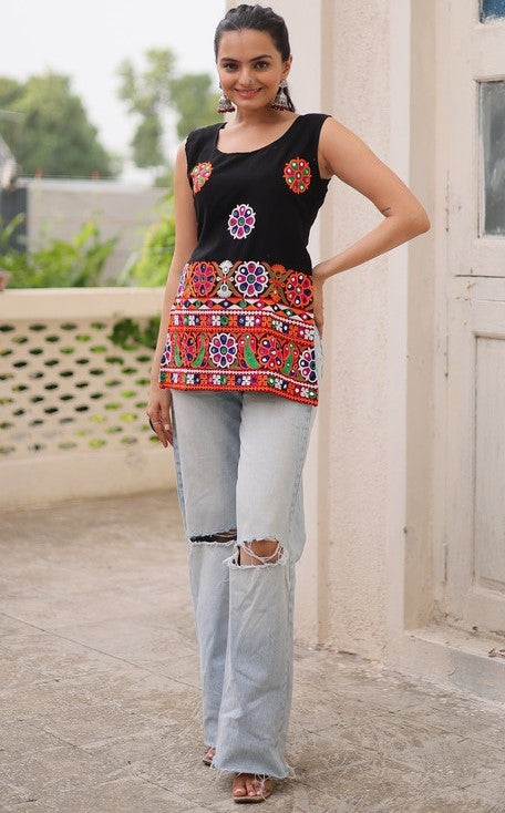 Amazing Black Color Georgette Fabric Designer Kurti