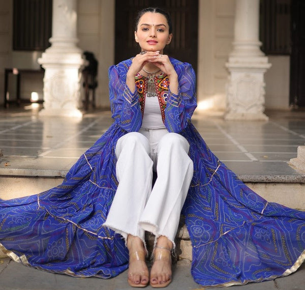 Amazing Blue Color Georgette Fabric Designer Kurti