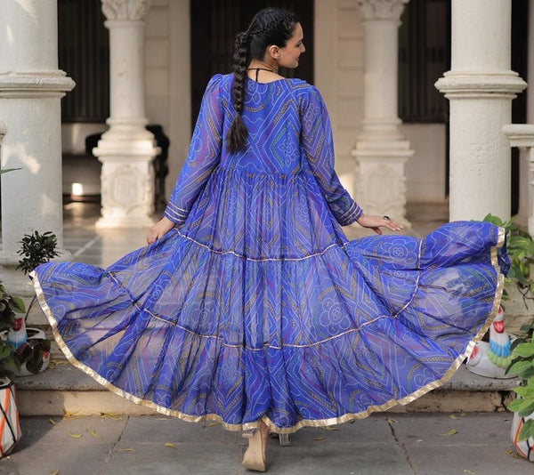 Amazing Blue Color Georgette Fabric Designer Kurti