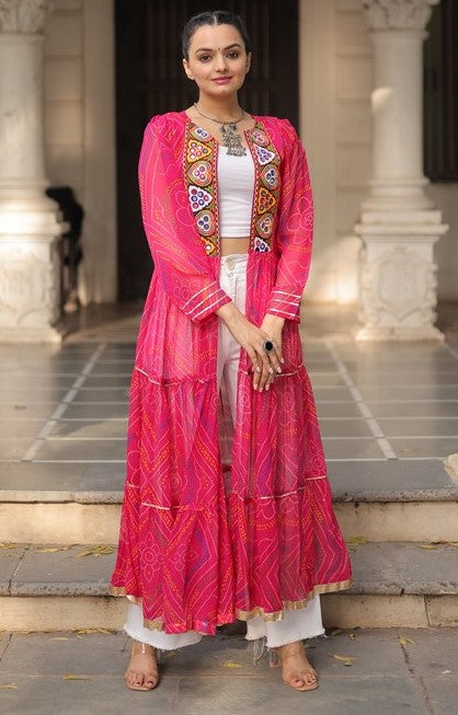 Amazing Pink Color Georgette Fabric Designer Kurti