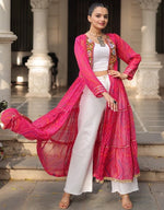 Amazing Pink Color Georgette Fabric Designer Kurti