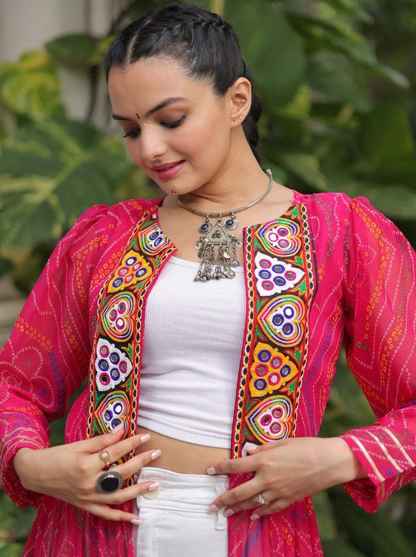 Amazing Pink Color Georgette Fabric Designer Kurti
