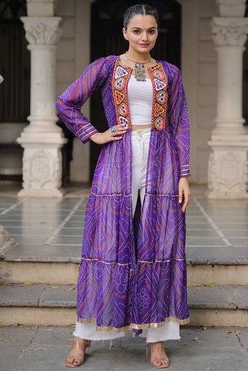 Amazing Purple Color Georgette Fabric Designer Kurti