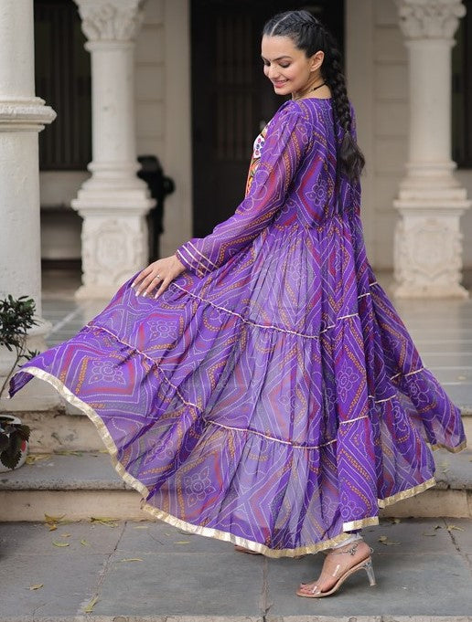 Amazing Purple Color Georgette Fabric Designer Kurti