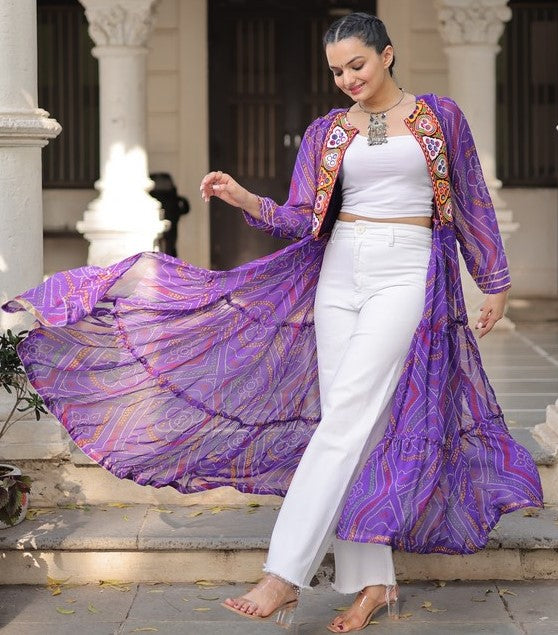 Amazing Purple Color Georgette Fabric Designer Kurti