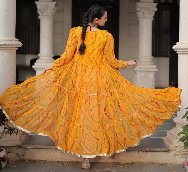Amazing Yellow Color Georgette Fabric Designer Kurti