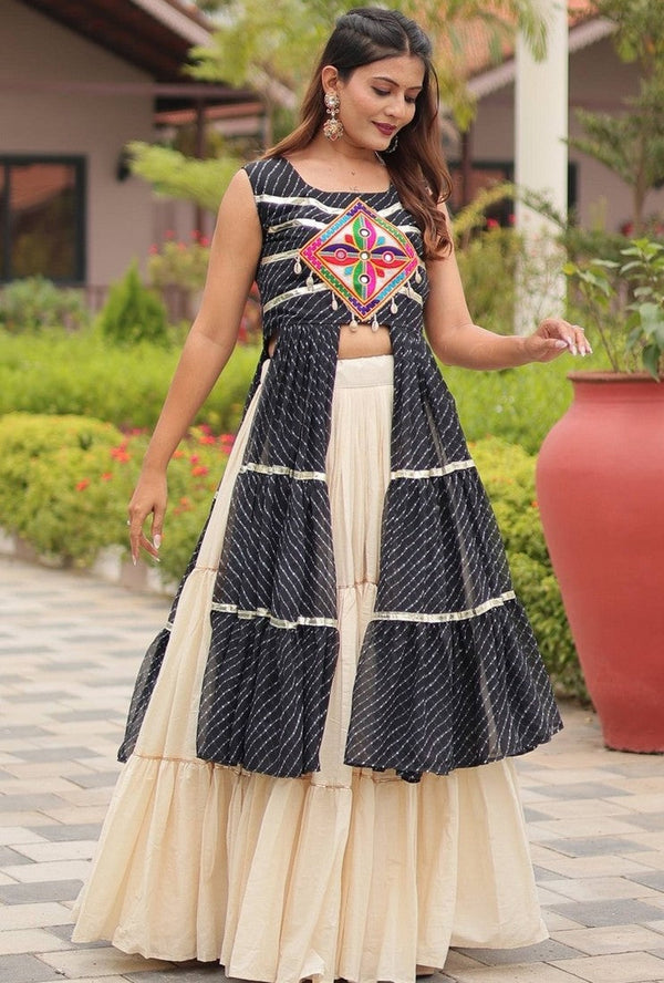 Striking Black Color Cotton Fabric Designer Kurti