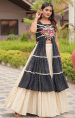 Striking Black Color Cotton Fabric Designer Kurti