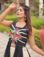 Striking Black Color Cotton Fabric Designer Kurti